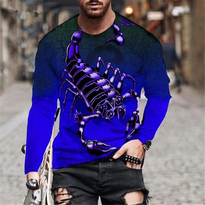 Manica lunga Girocollo Moda Modello animale T-shirt da uomo Scorpione Stampa 3D Streetwear Pullover Top Allentato Casual Uomo Tees