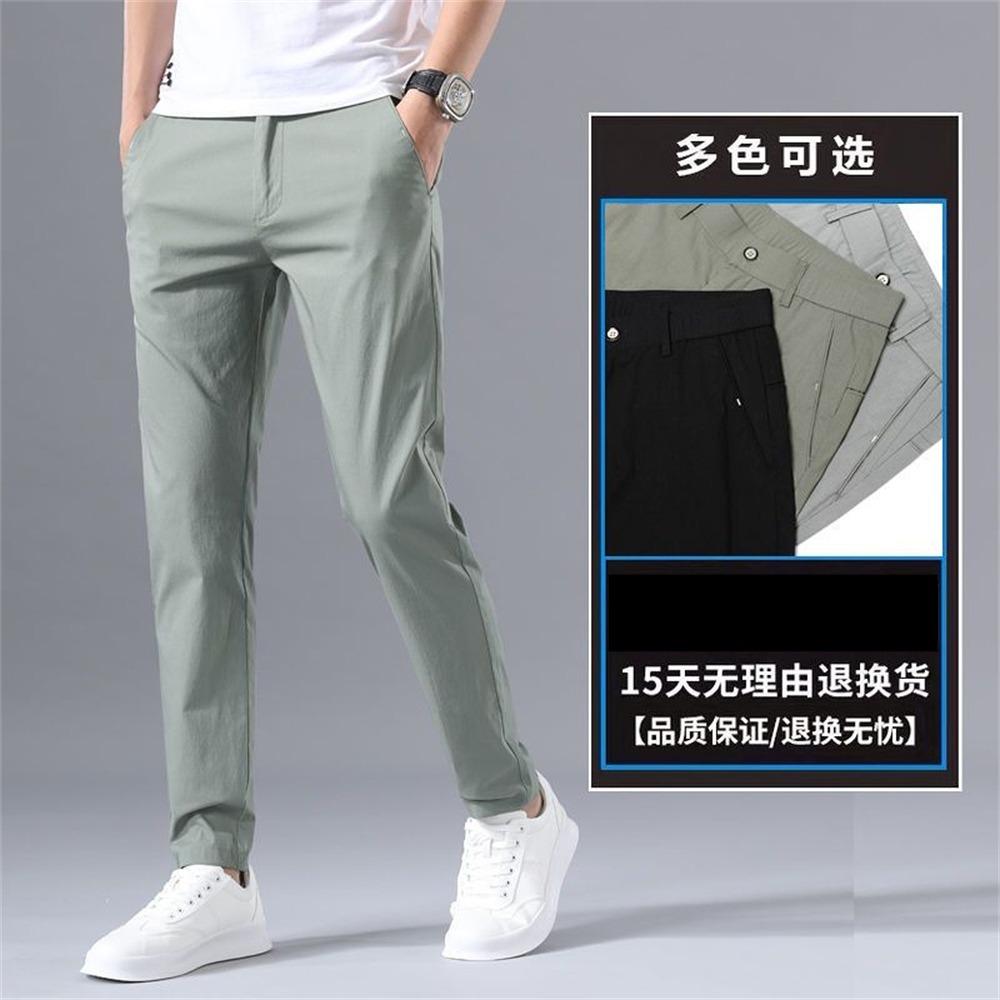 Casual Pants Summer Thin Slim Fit New Trend Light Business Pants Loose Straight Ice Silk Trousers