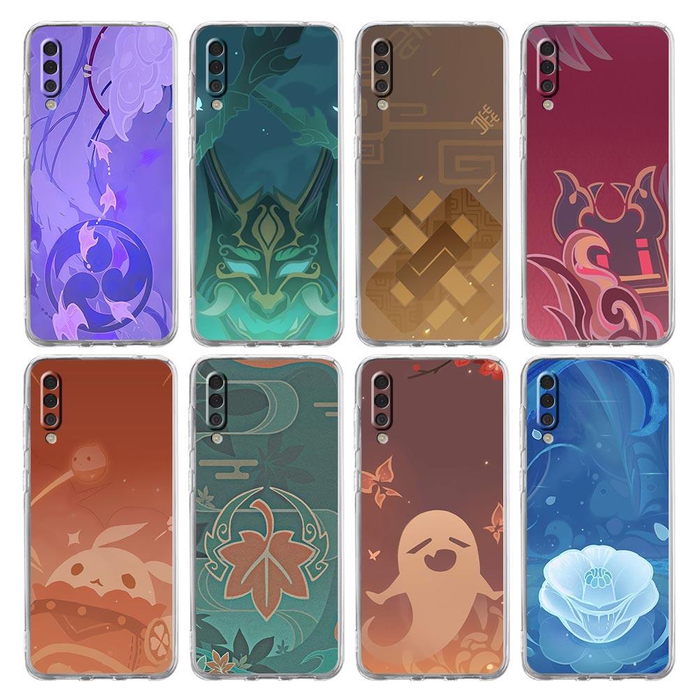 Etui na telefon dla Samsunga A14 A50 A70 A30 A40 A20E A10 A10S A20S A02S A04S A12 A22 A32 A34 A42 A52 5G A54 Pokrowiec z logo Genshin Impact