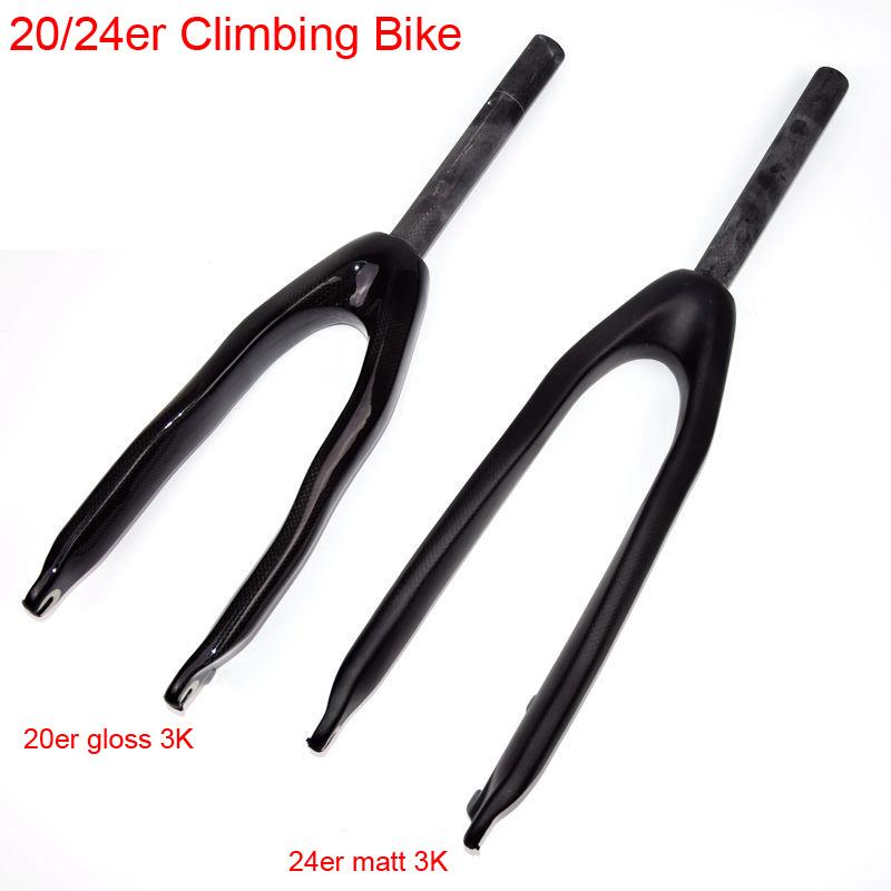 Newest 20/24  inch Climbing Bike Trial 3K full carbon fibre bicycle front forks disc brake hard fork Biketrial MTB 20er 24er gloss 20er