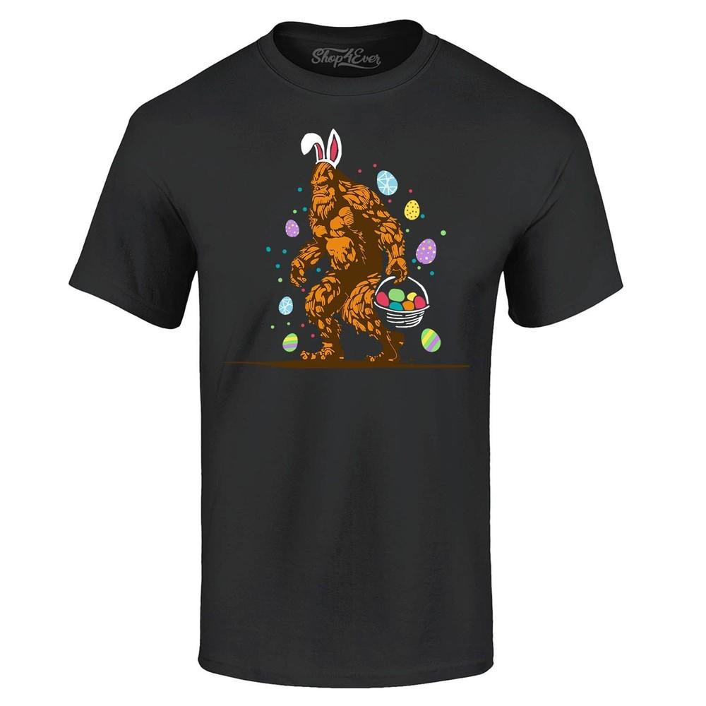 

Bigfoot with Easter Basket Egg Hunting T-shirt Sasquatch Bunny Shirts M