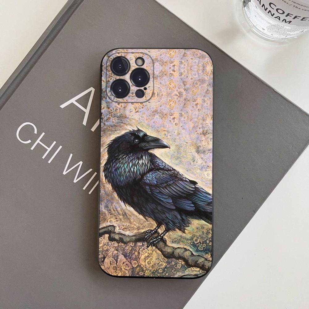 Raven Pattern Phone Case For iPhone 15 14 11 12 13 Mini Pro XS Max Cover 6 7 8 Plus X XR SE 2020 Funda Shell
