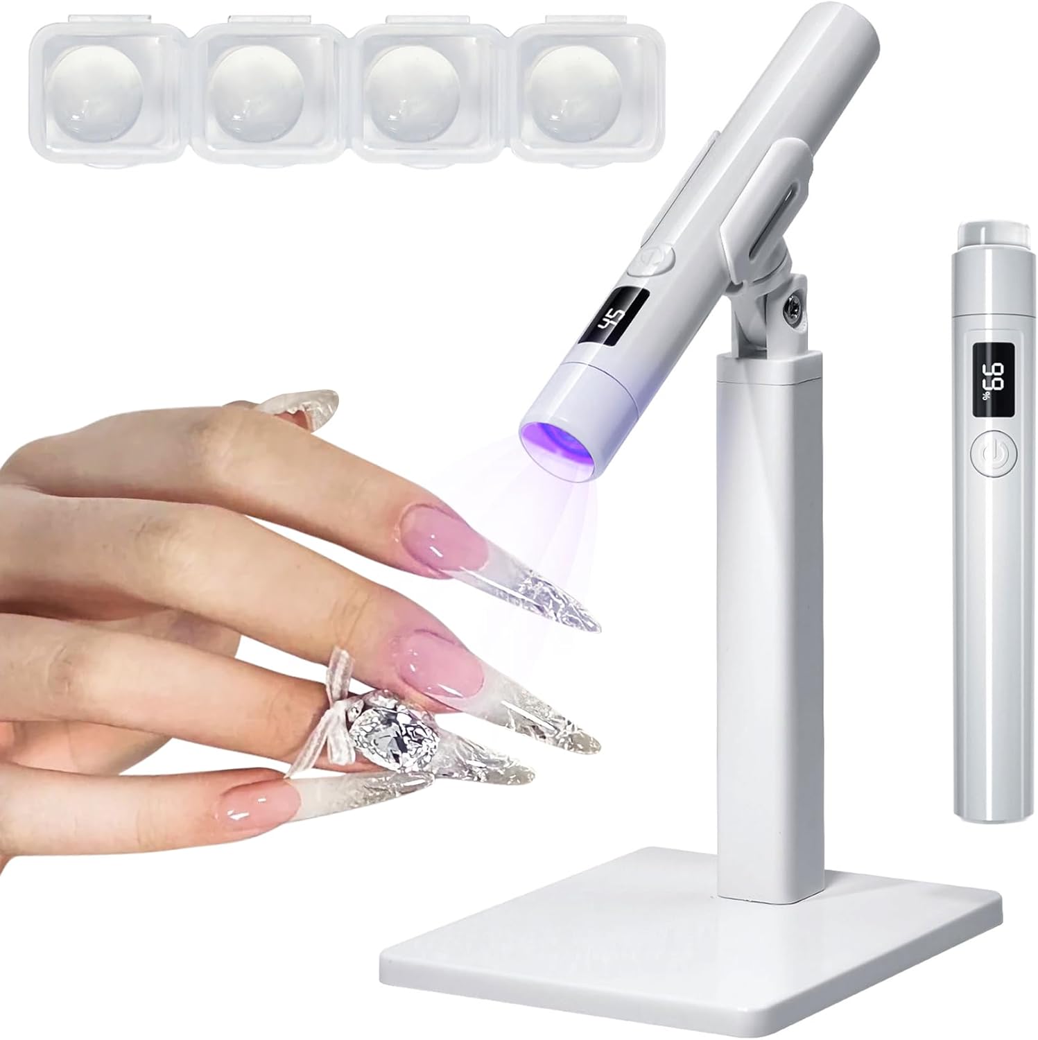 

Display Screen Flash Cure Lamps with Stand for Gel Nail 8s Quick Drying Cordless Handsfree U V Light for Nails Home Manicure Nail Dryer S белый