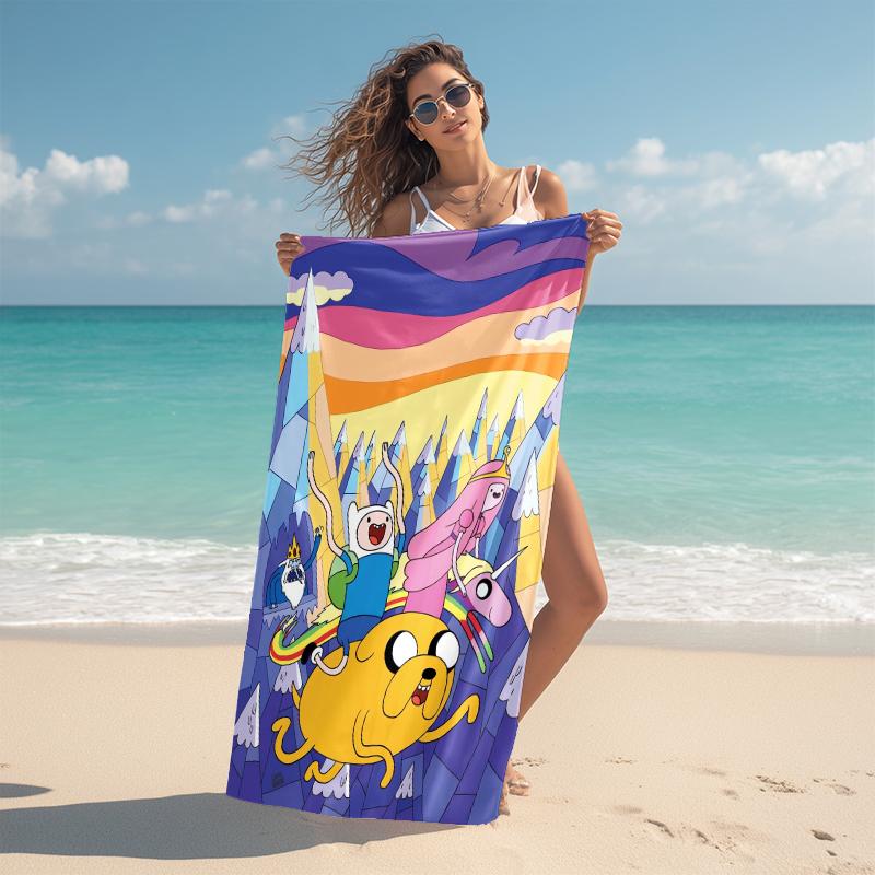 1Pc Adventure Time Characters Beach Towel Microfiber Beach Towel Thin Absorbent For Beach Swimming Yoga Bath Sports 0917150