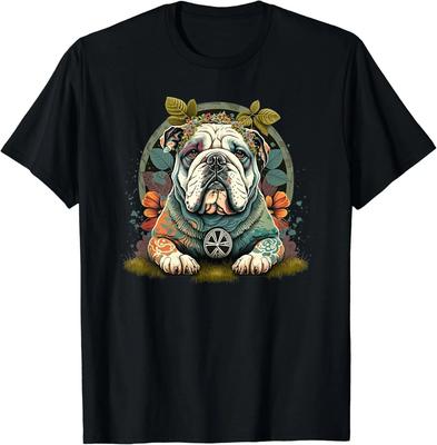 Lustiger Bulldoggenhund Hippie Geschenk Unisex T-Shirt
