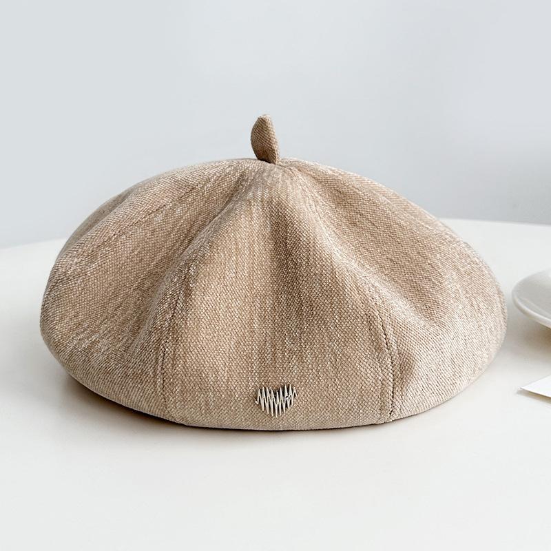 Retro Love Beret Women's Autumn and Winter Fashionable Versatile Painter's Hat with Big Head Circumference Showing Face Small Pumpkin Hat