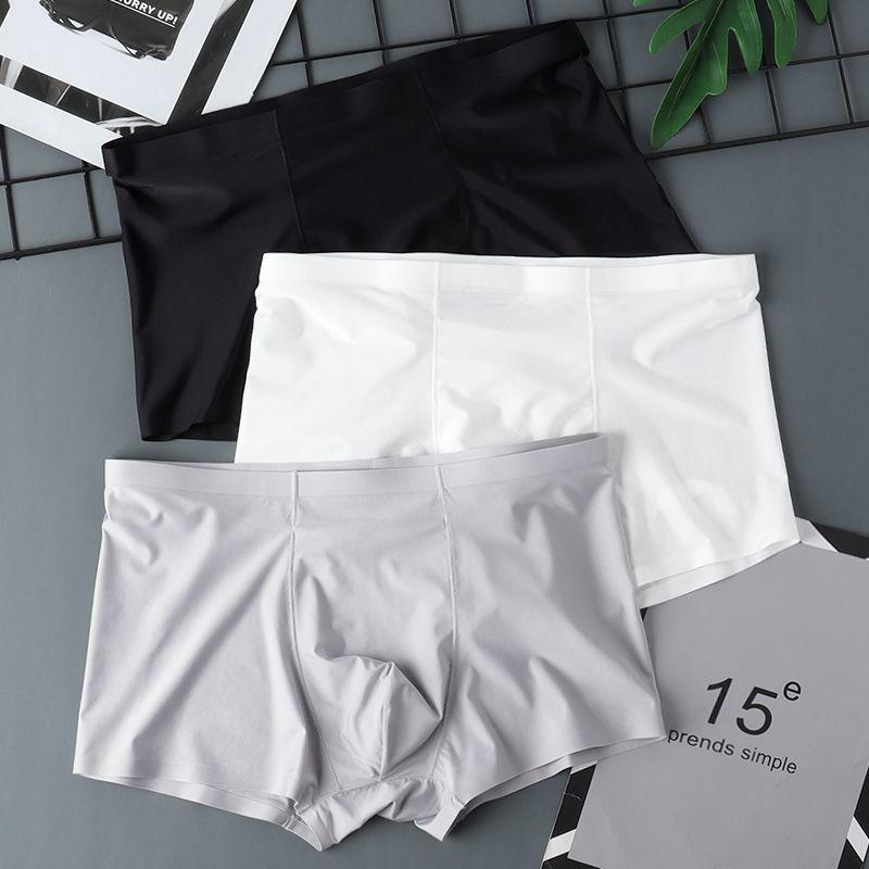 3pcs Ice Silk Underwear for Men In Summer Seamless Thin Cut Flat Cornered Underwear Four Cornered Underwear Shorts Boxer Brief