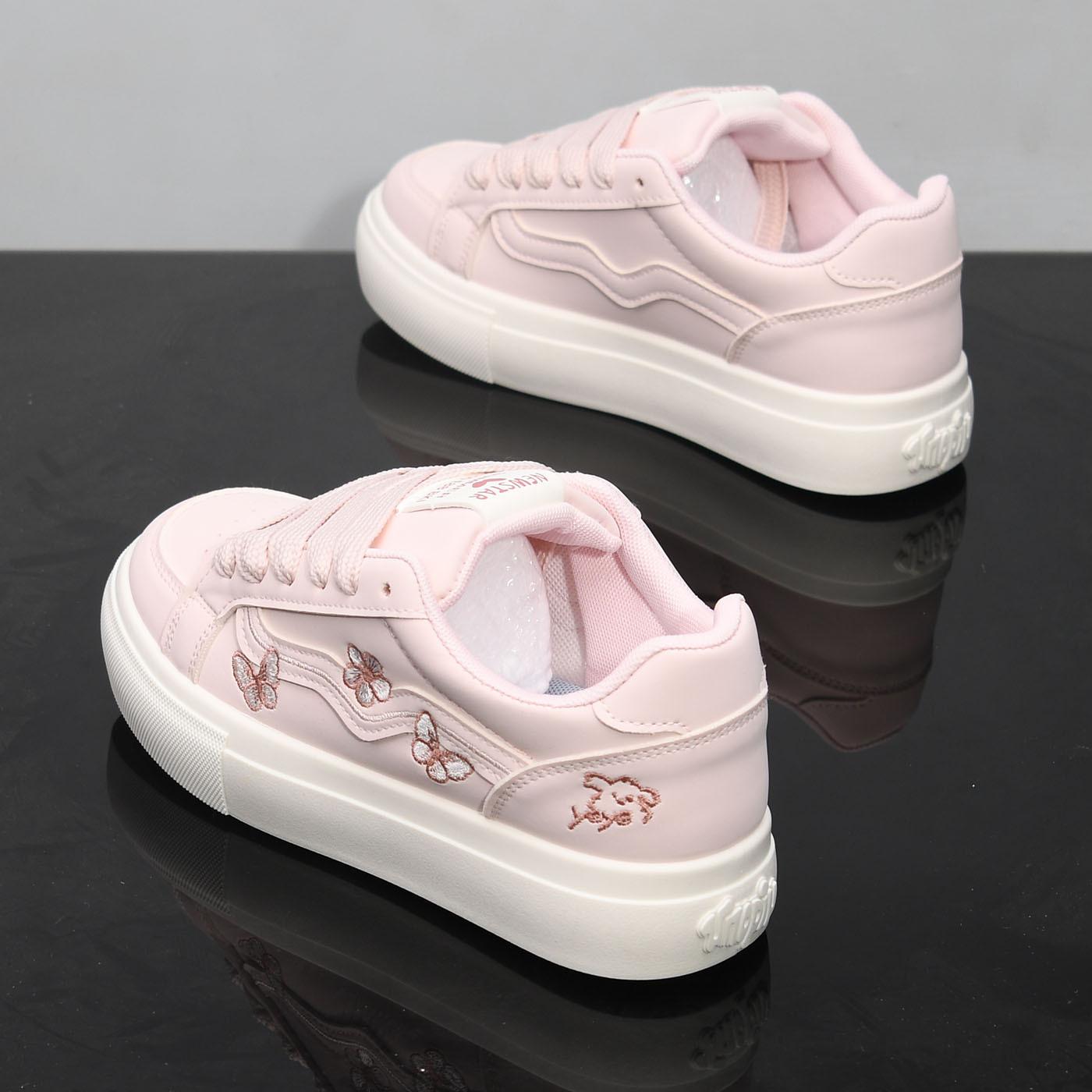 Deodorant thick-soled German training shoes, new spring thick-soled soft-soled leather leather training shoes A1 35 розовый