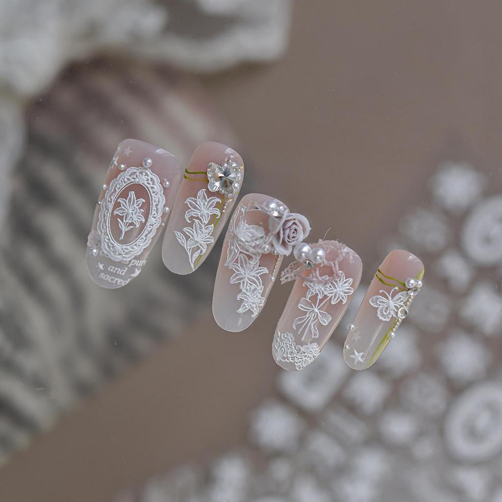 Tomoni 3D Ballet Lace & Lily Flower Nail Art Stickers