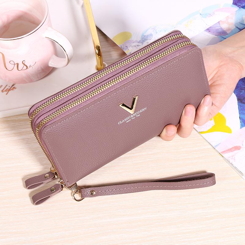 

Women s Double Zipper Long Clutch Wallet - Stylish Litchi Pattern, Large Capacity Mobile Phone Bag