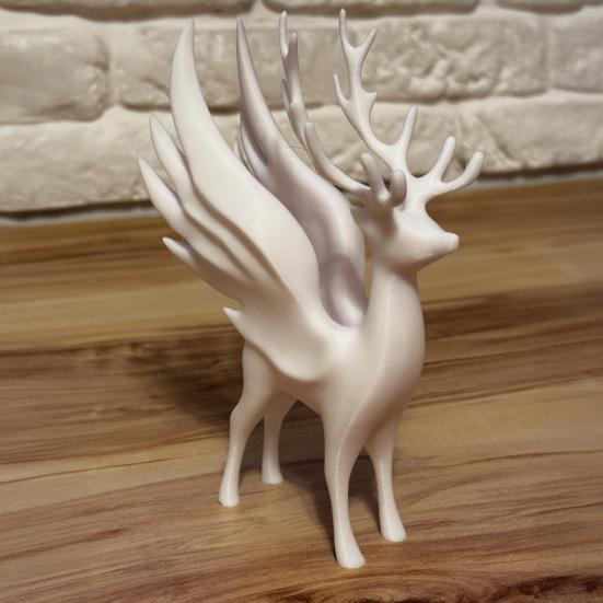 Geweih Hirsch Dekor Weihnachten Elch Statue mit Flügeln, 3D Gedruckte Rentier Figur, Moderne Skulptur für Wohnzimmer Stehender Esstisch, Kamin,