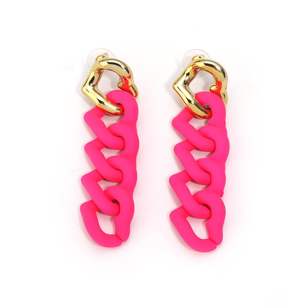 A Pair 18×67mm Acrylic Earrings Matte Colorful Heart shaped Chain Pendant For Women's Charm Earrings Gift Diy Jewelry Making