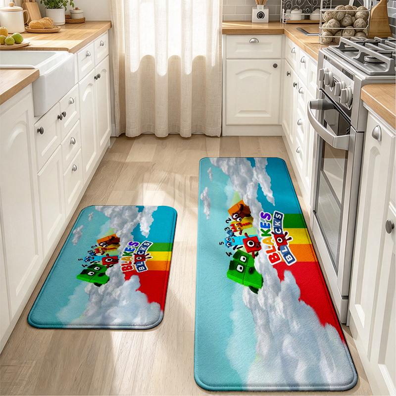 Numberblocks Flannel Kitchen Mat Christmas Soft Area Rug Non Slip Floor Carpet Home Decoration