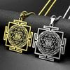 Yoga Hindu Sri Yantra Mandala Anhänger Halskette für Damen Herren Edelstahl Heilige Geometrie Tantra Meditationskette Schmuck