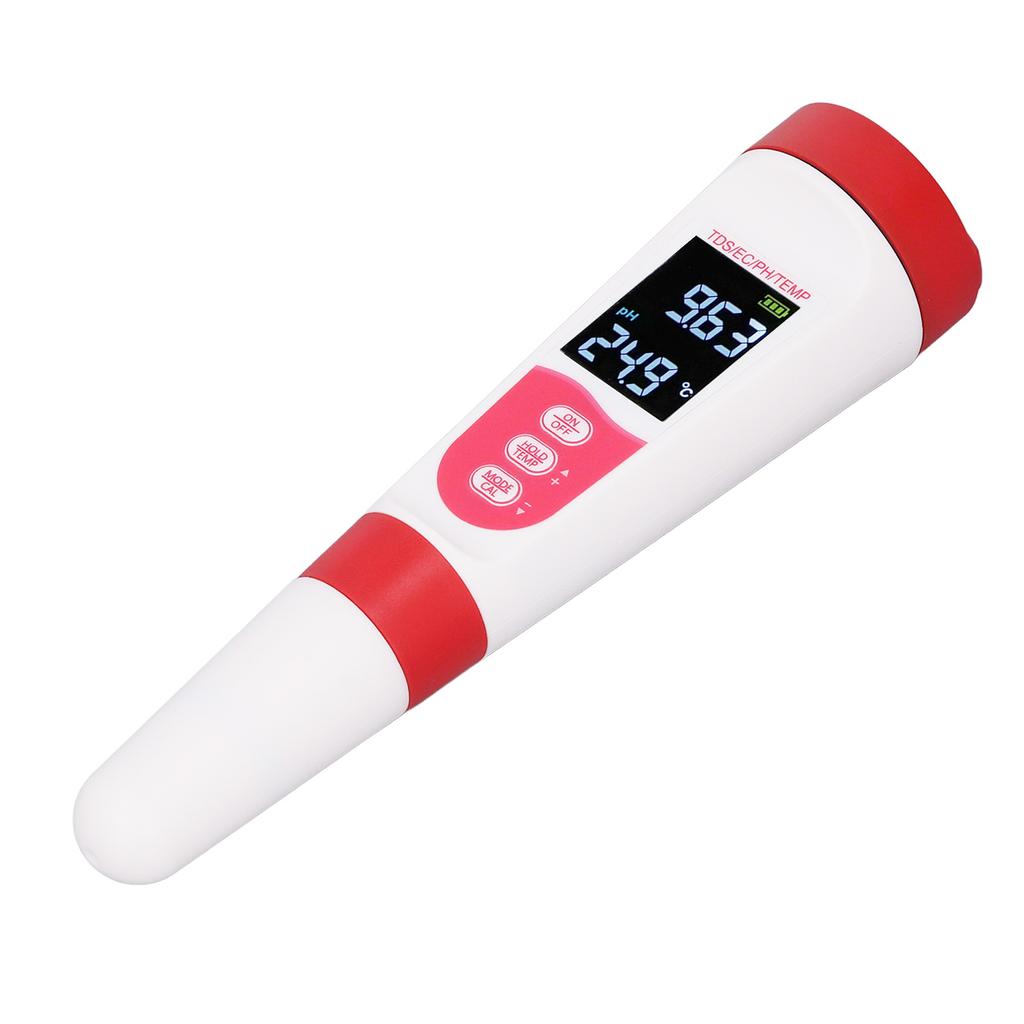 Digital Water Tester 4 In 1 TDS EC PH Temperature Test Pen Backlit Display High Sensitivity Water Quality Detector