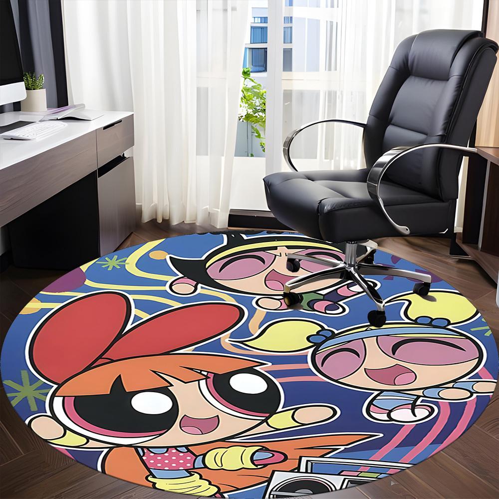 P-Powerpuff Girls Office Round Area Rug, Under Office Chairs Bedroom Living Room Home Decor a1022222