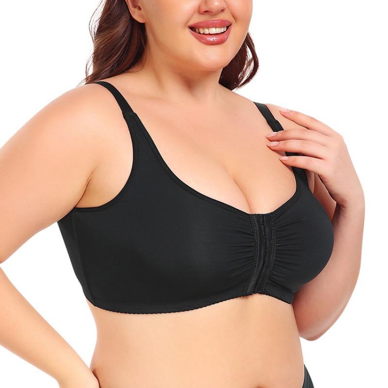European and American Front-buttoned Beautiful Back Large Size No-rim Vest Adjustable Running Underwear Side Breast Shaping Bra
