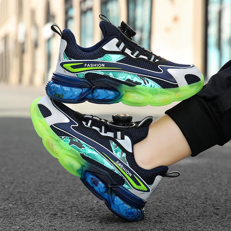 Boys' Shoes Spring Children's Non-slip Breathable Mesh Leather All-match Boys Sports Running Shoes