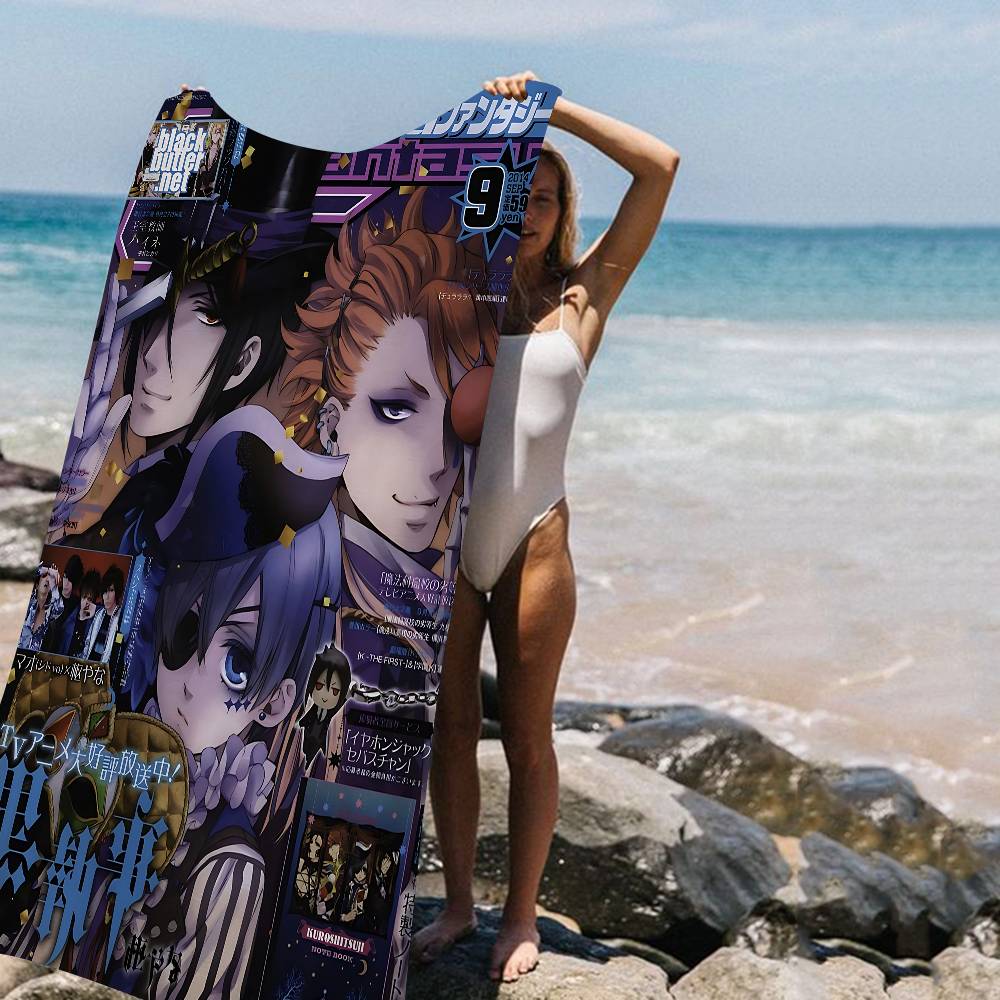 Japanese Anime Black Butler Beach Towel Colorful Bath Towels For Girl Microfiber Quick Dry Sand Free Beach Yoga Spa Gym
