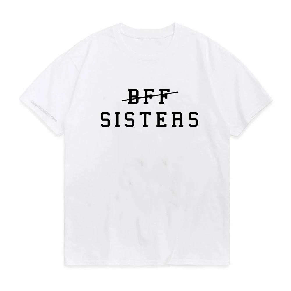 Bff Sisters Letters Printing Tee Casual Solid Color Best Friends Matching TShirt Girls Fashion Tumblr Best Sister Tee S