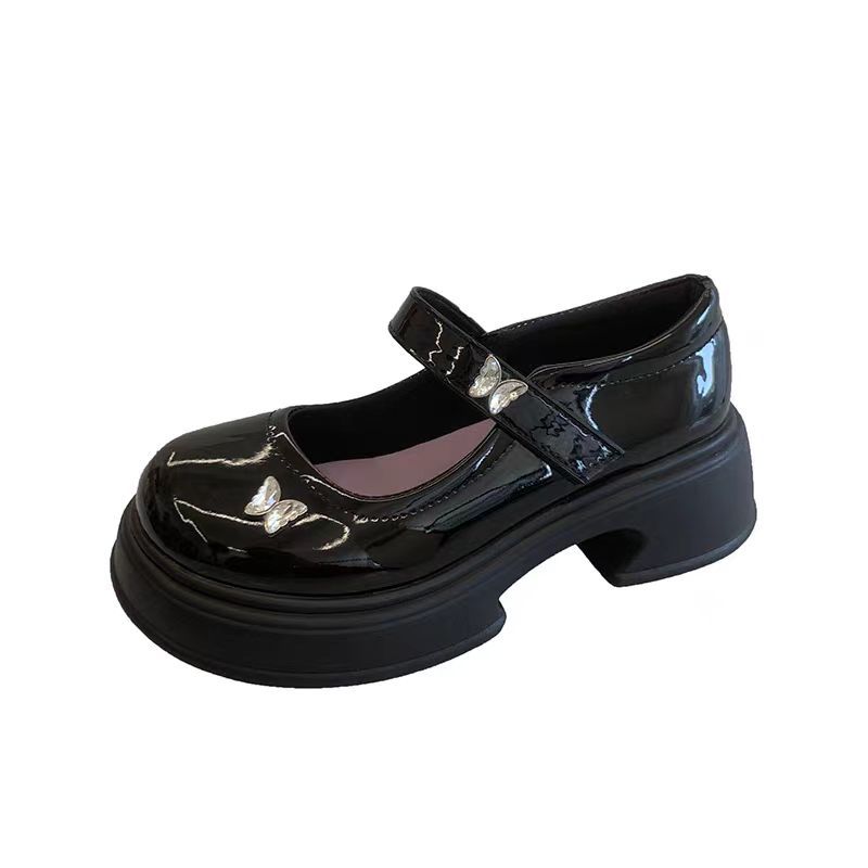 Platform Mary Jane Small Leather Shoes Women's Spring and Autumn New Lun Shoes Round Head Single Shoes