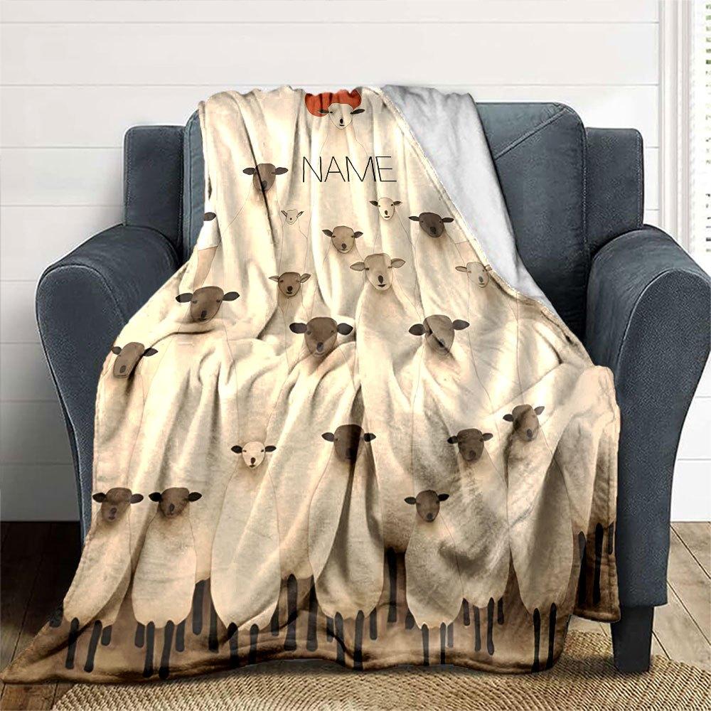 Sheep Family Home Customize Your Name Blankets Soft Cozy And Lightweight For Yearround Use Perfect For Picnics Sofa Relaxation Office Warmth Bedding