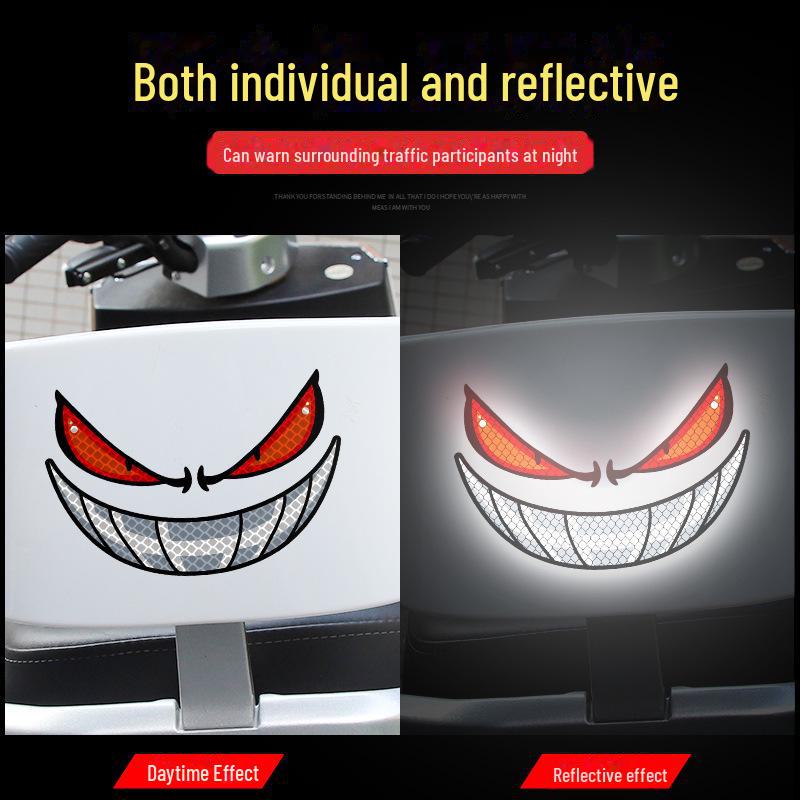 Devil Eye Reflective Sticker for Electric Cars & Motorcycles - Custom Decoration for Helmets and Vehicles