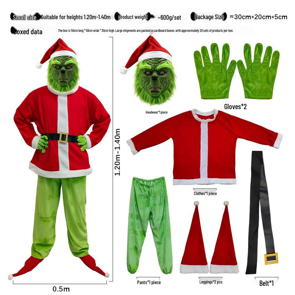 Grinch Masquerade Mask and Gloves Set for Christmas Performances