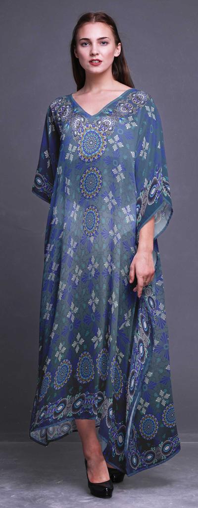 Phagun Floral Ethnic Womens Long Beach Kaftan Beachwear Bikini Coverup Maxi