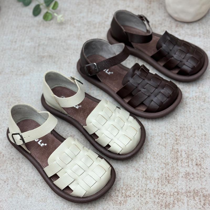 Women's Handmade Roman Sandals - 2026 Summer Retro Casual Top Layer Cowhide Shoes