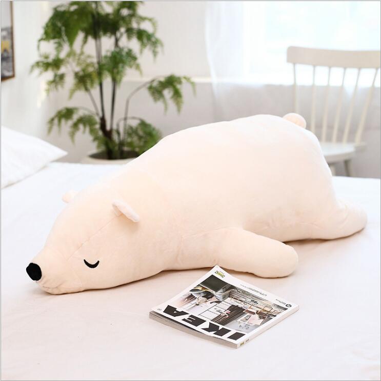 35-110CM Kawaii Dressing Polar Bear Plush Doll Soft Stuffed Sleeping Bear Pillow Animal Plush Toys Cartoon Gifts 35cm