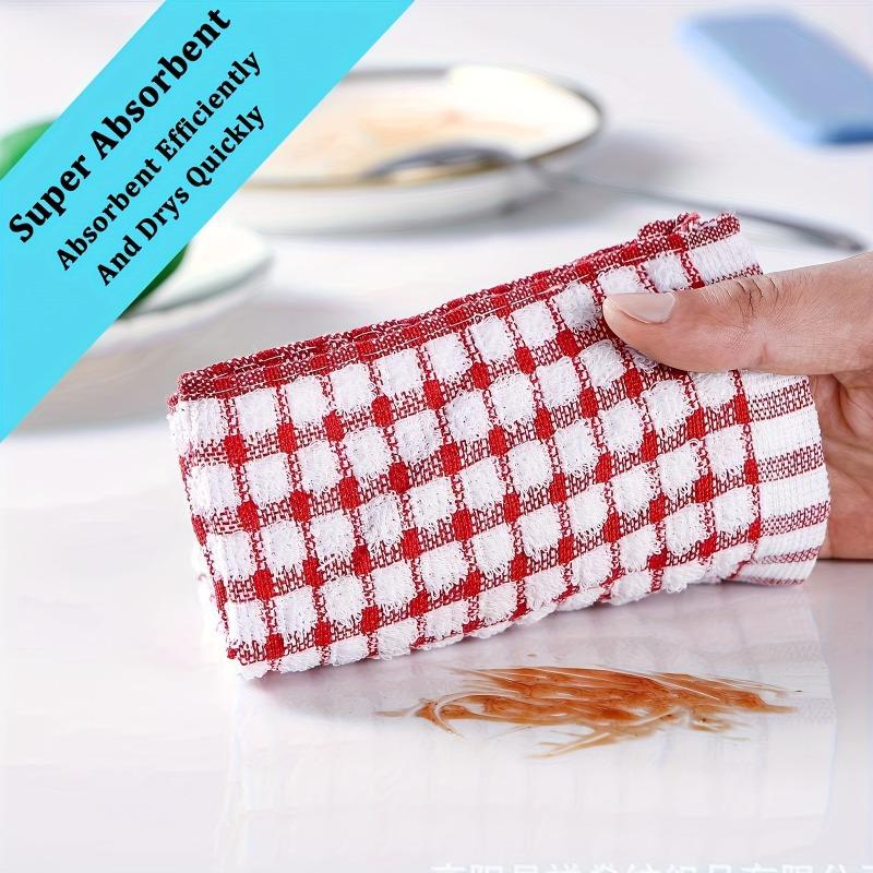 5-Pack Super Absorbent Plaid Dish Towels - Quick-Dry Reusable Kitchen Cloths for Dishes, Countertops, Versatile for Entire Home