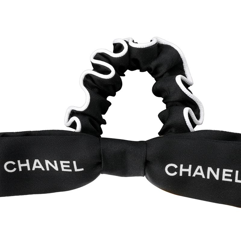 CHANEL new bow rabbit ears silk hair rope women's black
