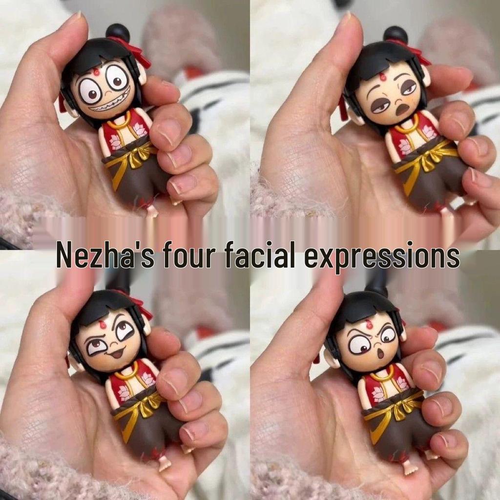 Nezha Emoji Pack: Face-Changing Demon Toy - Press To Transform Ornament, Creative & Funny!