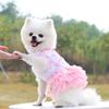 Summer Sweet Princess Dog Dress Peach Flower Mesh Pet JUEothes for Chihuahua York Wedding Dresses