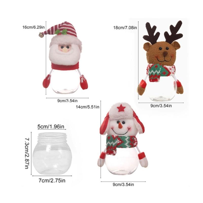 Christmas Candy Jar Plastic Christmas Cookie Storage Bottle Gift Candy Box Dropshipping