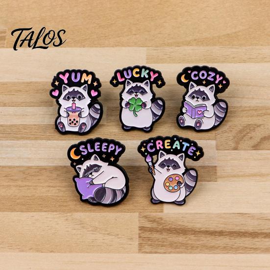 Cartoon Animal Lapel Pin Raccoon Brooch Pin, Decorative Enamel Badge, Alloy Scarves Pins for Jackets Backpacks Hats Bags Metal