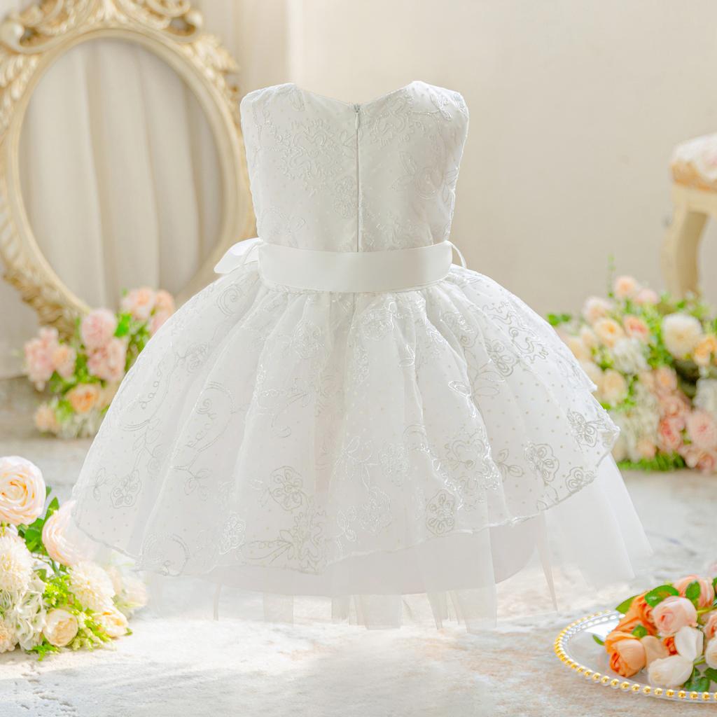 Little Girls Black Hollow Lace Mesh Sleeveless Princess Party Dress