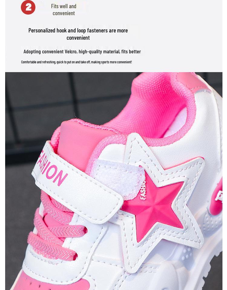 2025 New Style Girls' Non-Slip Leather Sports Shoes with Soft Sole – Versatile, Fashionable for Middle and Big Kids