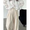 Johnature Simple Casual Straight-leg Pants Women Loose Comfortable Long Solid Color Full Length Wide-leg Pants For Summer