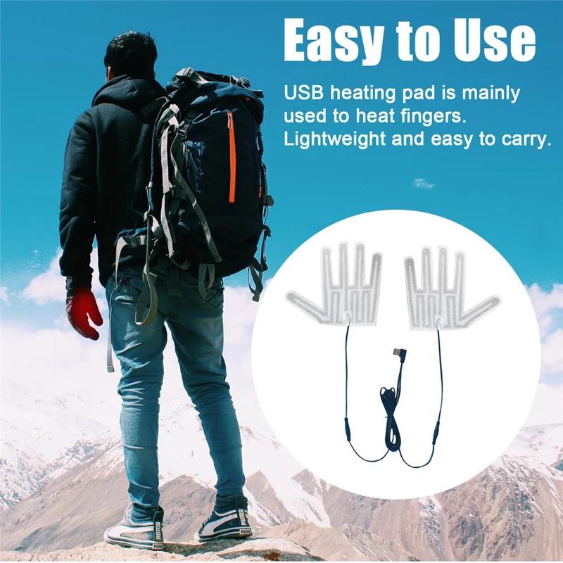 Usb Heated Gloves Pad Winter Warm Five-Finger Gloves Heating Pad Electric Heating Film Glove Heating Sheet For Skiing Cycling