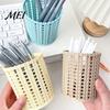 Pen Holder Imitation Rattan Holder, Round Hollow Desk Organizer, Large Capacity Pencil And Gadget Cup for Pens Pencils Makeup Brushes, Nordic