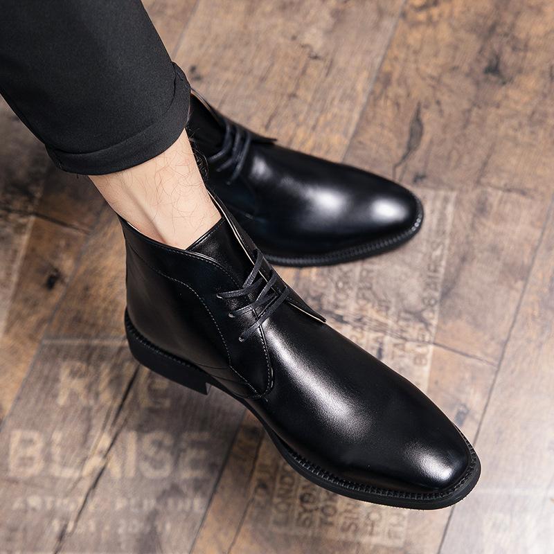 High-top leather shoes autumn and winter business British style casual Martin boots medium boots short boots fashion boots