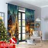 Set Of 2 Flat Printing Merry Christmas Popular Window Curtains Winter Village Versatile Fabric Without Electricity Spring Party Made Polyester