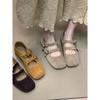 2025 autumn new square head shallow mouth single shoes versatile flat Mary Jane commuter women's shoes