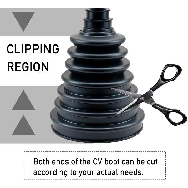 Upgrade 2PCS CV Boot CV Axle Boot Thickened Neoprene Rubber Material With 4 Stainless Steel Clamps & 6 Cable Ties Universal CV Joint Boot Fits Shaft