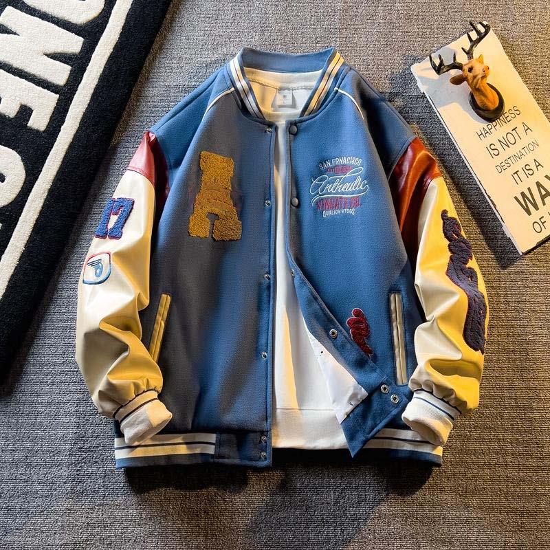 Handsome Baseball Coats for Male Spring Andfall Trendy Brand Coats with Embroidered Appliques Which Are All - Matching