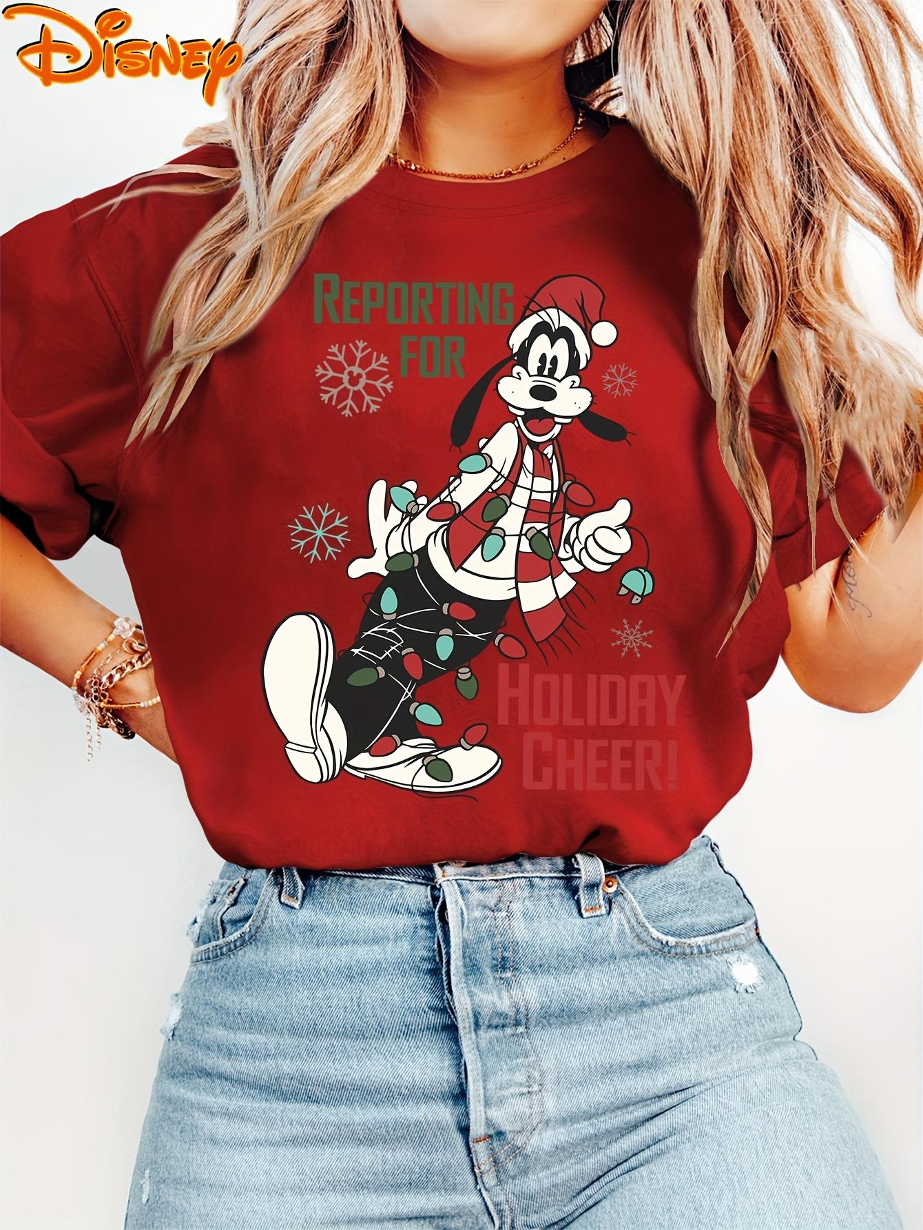 

2026 WoUnisex Donald Duck Goofy Christmas Lights Print WoUnisex TShirt Relaxed Fashion Plus Size Short Sleeve S