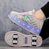 TUINANLE Rollschuhe mit vier Rädern, Laufschuhe für Jungen und Mädchen, können laufen, rutschen und schrumpfen, Blinklichter für Schüler