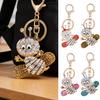 Sparkling Rhinestone Bee Keychain Cute Animal Key Ring Bag Charm with Lobster Clasp for Handbag Purse Wallet